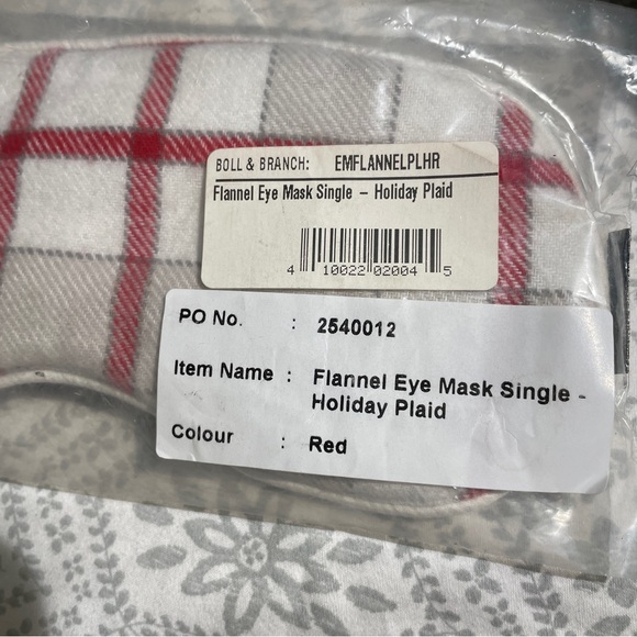 BOLL & BRANCH Flannel Eye Mask - Plaid, Unisex, Red - Brand-new with tags. - Picture 5 of 12